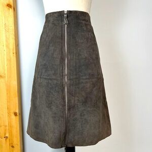 Isaac Mizrahi Size 16 Suede Midi Zippered Skirt